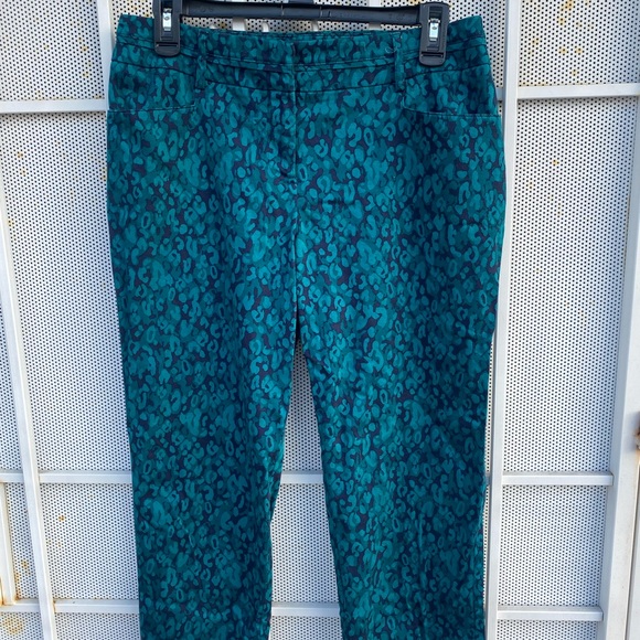 Apt 9 woman’s size 6 modern fit pants stretch inseam 23” teal & navy - Picture 2 of 5